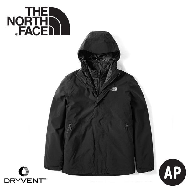 【The North Face 男 DryVent兩件式化纖防水外套《黑》】3VSJ/衝鋒衣/防水外套/風雨衣/悠遊山水