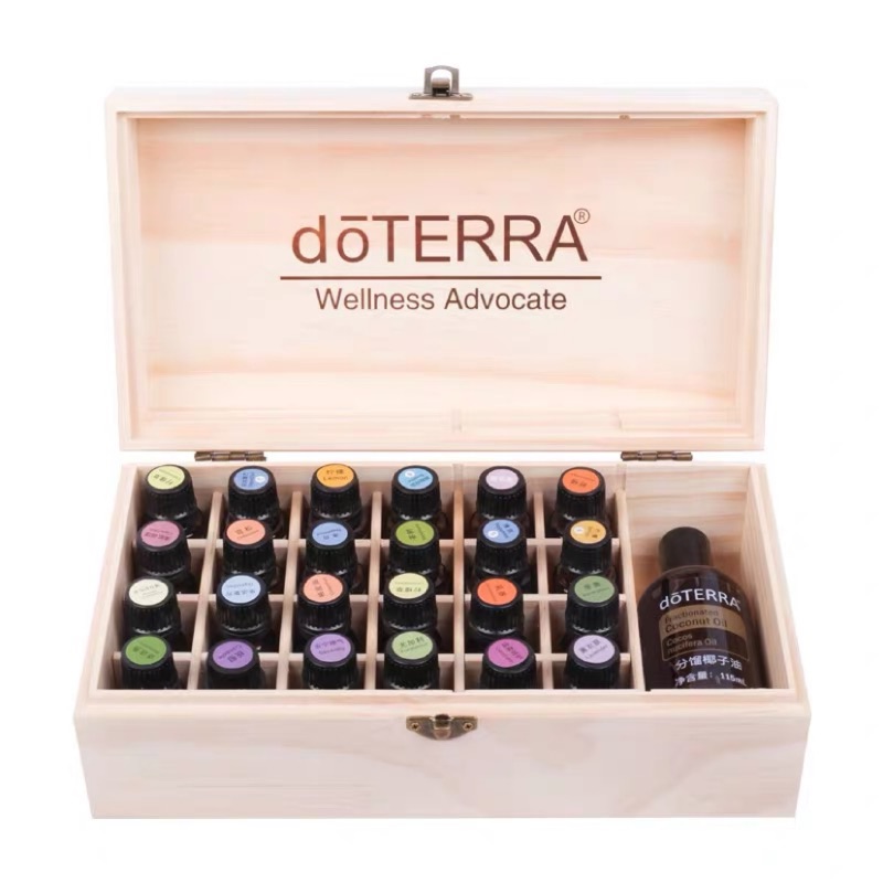 台灣出貨doterra 多特瑞多功能收纳盒多特瑞精油收纳木盒25格精油實木精油木盒 蝦皮購物