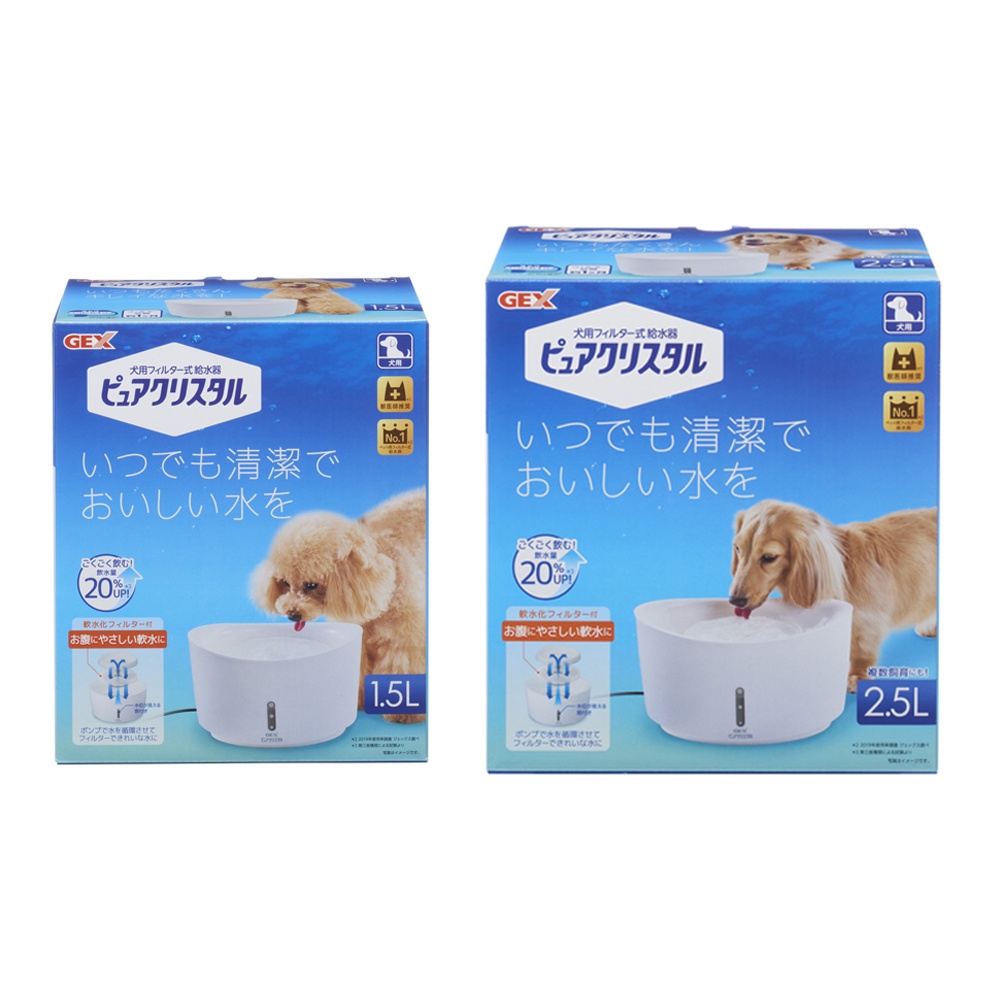 【GEX】視窗型犬用飲水機 1.5L/2.5 白色