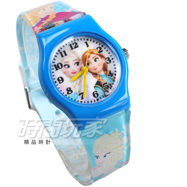 Disney 迪士尼 時尚卡通手錶 冰雪奇緣 艾莎公主 安娜 手錶 數字女錶 粉藍色 D冰雪小B6【時間玩家】