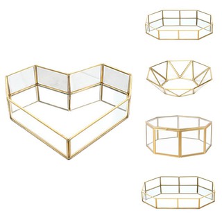 北歐輕奢復古黃銅金色玻璃六角收納盒 裝飾盒 幾何首飾飾品盒 飾品珠寶盒 飾品盒 首飾盒 飾品收納盒