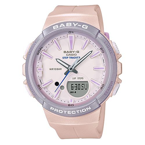 【CASIO】BABY-G 夏日運動雙顯錶-粉紅X粉紫(BGS-100SC-4A)正版宏崑公司貨