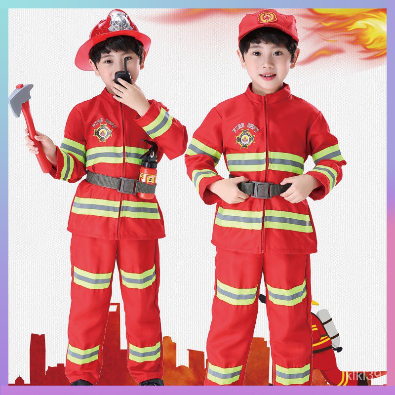 春日宴 現貨實拍速運 消防員服裝套裝衣服角色扮演男職業體驗幼兒園消防服玩具男女童cosplay舞會演出服裝萬聖節 蝦皮購物
