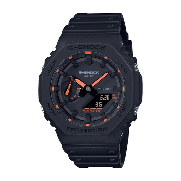 CASIO卡西歐 G-SHOCK 酷黑耀眼紅八角形錶殼 GA-2100-1A4/