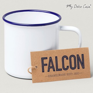 Falcon 獵鷹琺瑯 馬克杯 茶杯 水杯 琺瑯杯 350ml 藍白[MDW43]