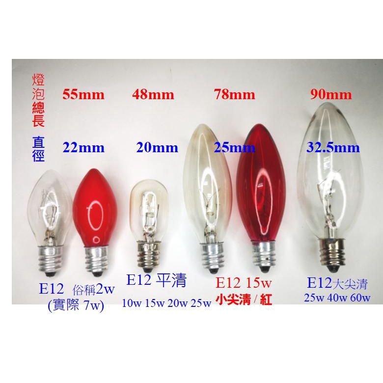 E12神明燈/鎢絲燈/小夜燈2W/15W