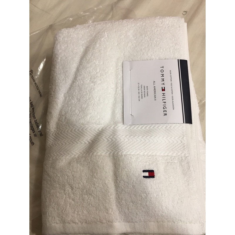 Tommy Hilfiger 白色浴巾 洗澡 海邊