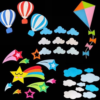 DIY 手作 不織布 幼兒園佈置 氣球雲朵 熱氣球 卡通裝飾 黑板貼 牆貼裝飾 裝飾牆壁 節日活動 幼兒園 兒童房