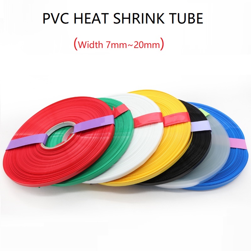 10m PVC 熱縮管寬 7mm 12mm 15mm 17mm 20mm 絕緣膜包裹電池保護經線絕緣電纜套管