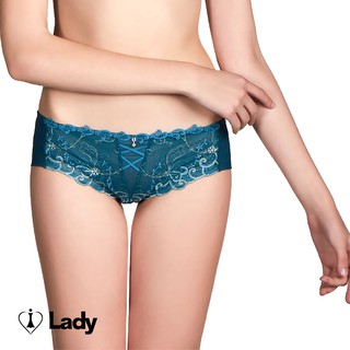 Lady 浪漫三重奏系列 刺繡 蕾絲 低腰 平口褲 (寶石綠)