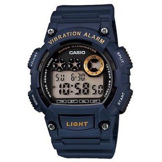 CASIO卡西歐LED閃光震動提示運動電子數位錶W-735H-2A (735 2 H) 學生錶.當兵錶 藍色