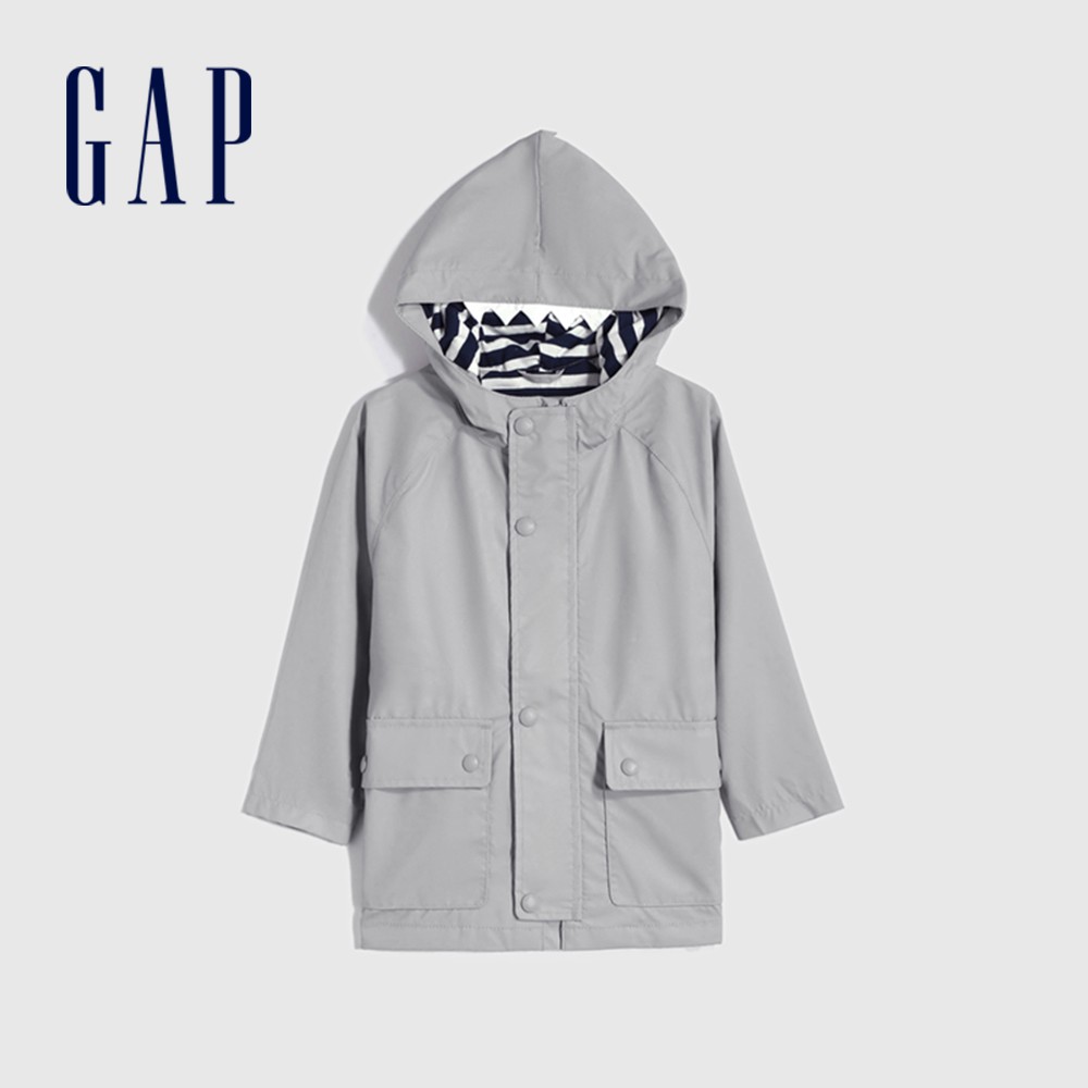 Gap 男幼童裝 防潑水連帽外套-銀色(681562)