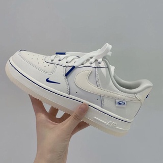 Nike Air Force 1 Low 女鞋 米白拼接藍小勾 FB1839-111