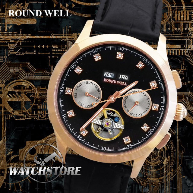 C&amp;F 【瑞士Round Well浪威】穿越時空真鑽機械腕錶 RW2167