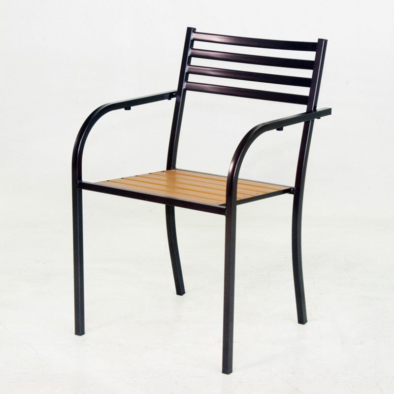 【FU31-1】 鐵製塑木椅(咖啡)  S13101