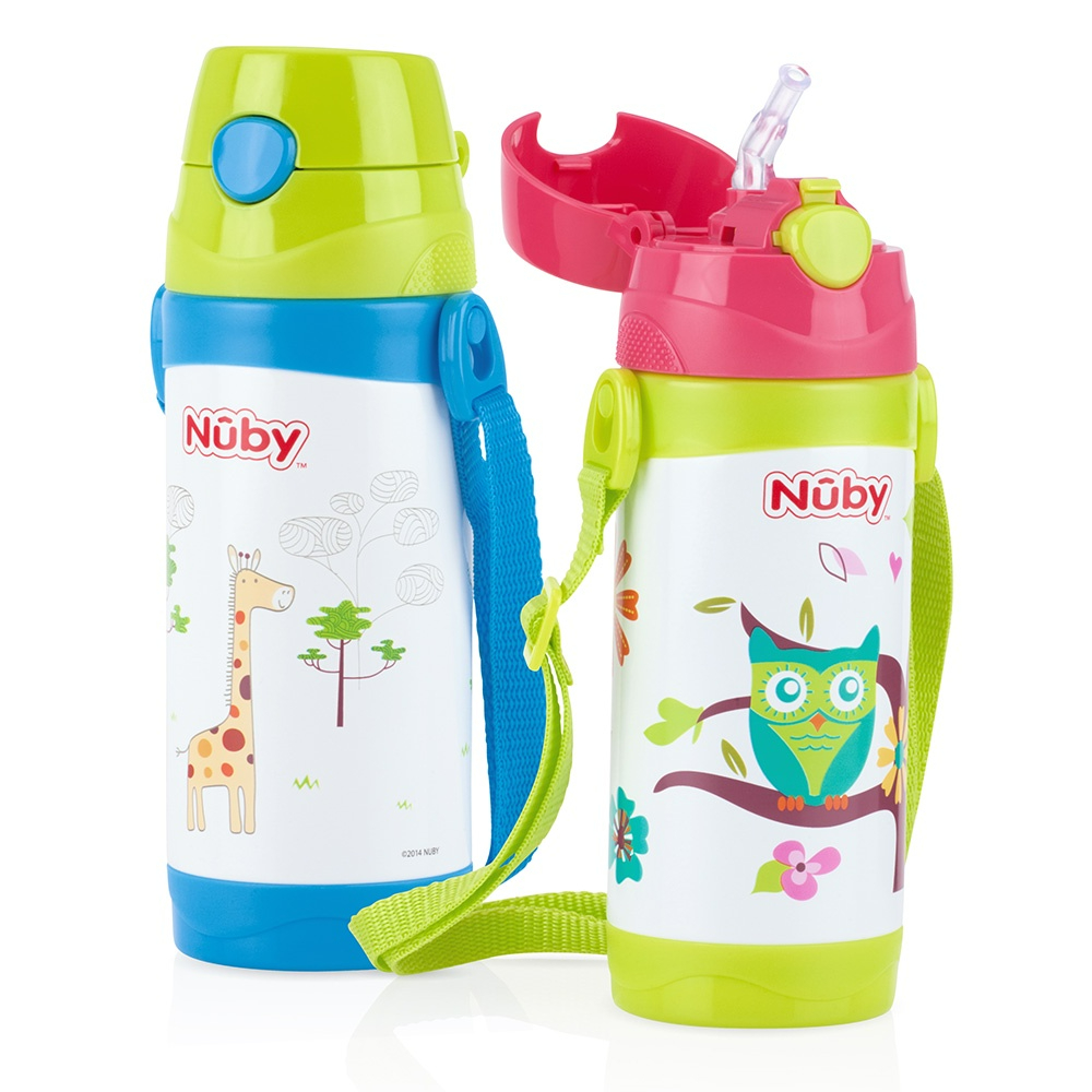 【Nuby】不鏽鋼真空揹帶水壺｜配件購買 安裝簡易