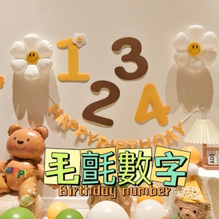 毛氈數字 生日數字 派對數字 收涎 收涎佈置 週歲 抓週佈置 生日佈置 文青風 生日氣球生日派對兒童 森林系 抓周道具