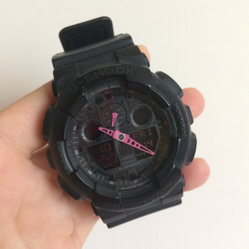 二手可議 卡西歐 Casio G-shock GA-100 霧面黑 桃粉