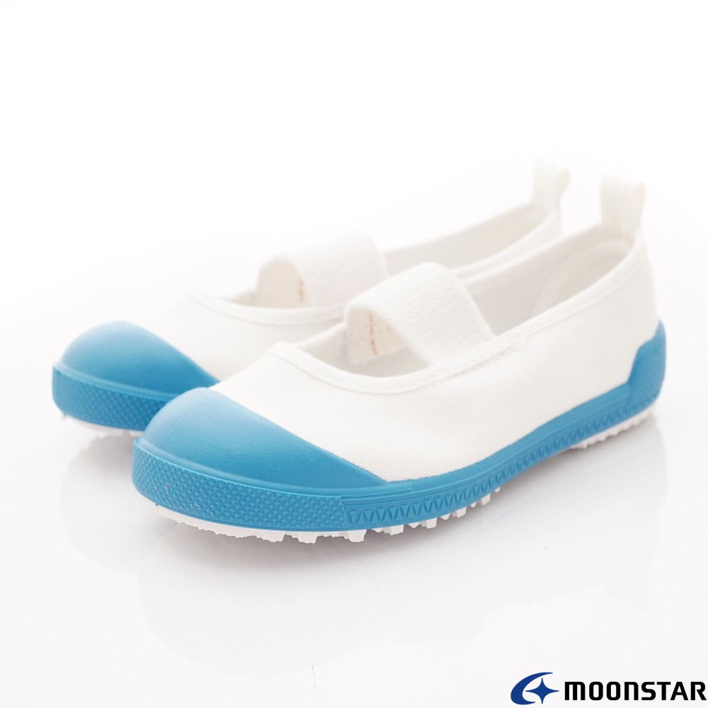 日本月星Moonstar機能童鞋 日本製鐵氟龍室內鞋款 0538淺藍(中小童段)
