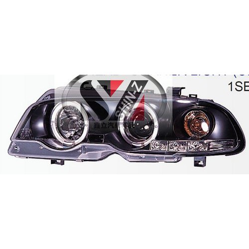 ※ 鑫立汽車精品 ※ BMW E46 98~02 2D 2門 LED 光圈 魚眼 一體式 黑底 大燈
