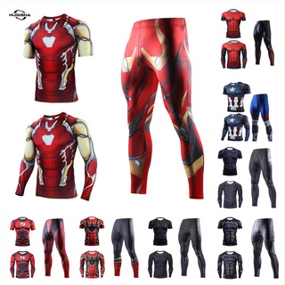 Rashgard Iron Man Tracksuit 男士壓縮跑步服健身慢跑鍛煉速乾男士套裝健身房訓練運動 3 件套