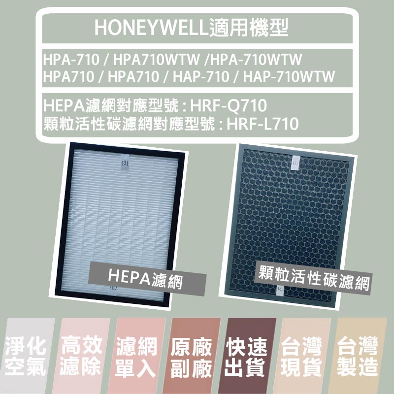 Honeywell 適用HPA-710 HPA-710WTW HPA710WTW 活性碳 HEPA濾網 HRF-L710