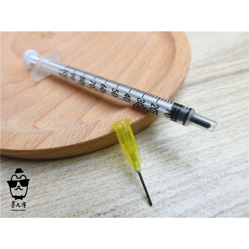 ✨針筒組✨1ml (白色)針筒+(短細)平口針頭【墨大哥】塑膠針筒/工業用針筒/平口針頭/平頭針 實驗器材 墨水分裝