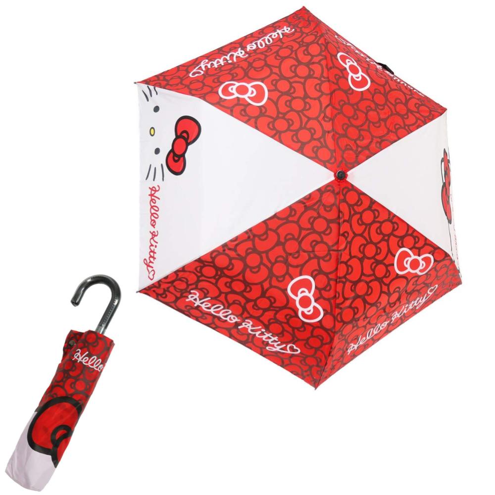 日本正版進口 三麗鷗 Hello Kitty 折傘 雨傘(53CM) 彎把折疊雨傘