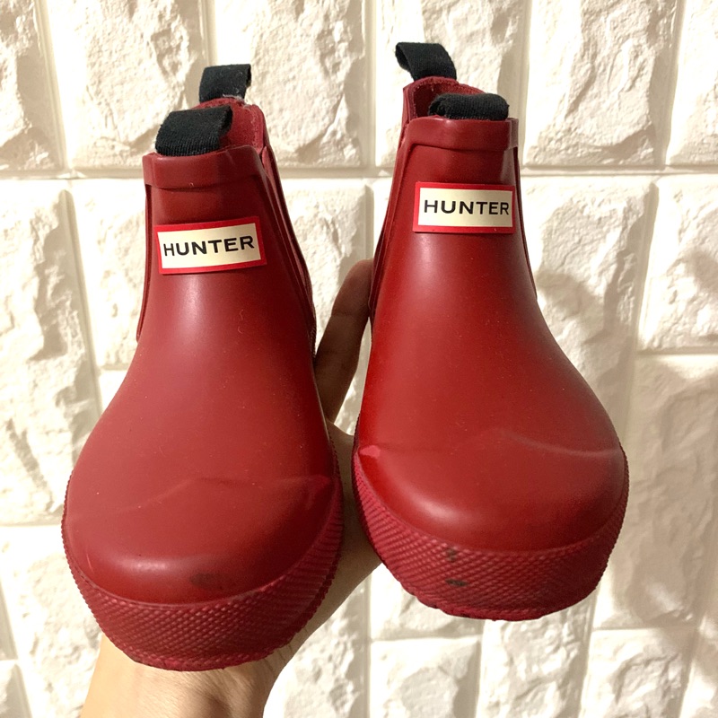 Hunter 正版 正品 兒童短筒雨鞋 雨靴 紅色雨鞋 防滑 下雨天