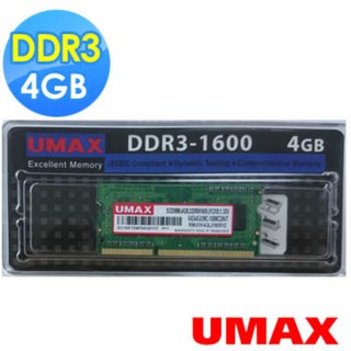 全新 UMAX DDR3-1600 4GB 筆記型NB記憶體 臺灣製 andy3C