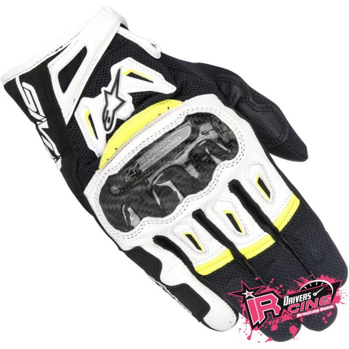 ♚賽車手的試衣間♚ Alpinestars® SMX-2 Air Carbon V2 白/黃 手套 短手套 防摔 可觸碰