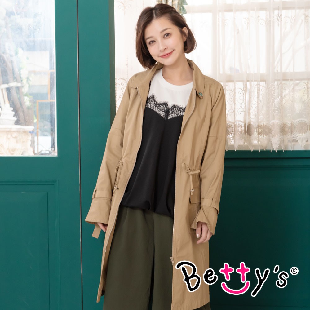 betty’s貝蒂思(95)簡約質感束帶風衣外套(卡其)