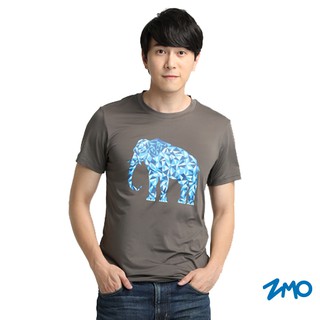 【ZMO】 男圓領印圖短袖衫-深灰大象圖