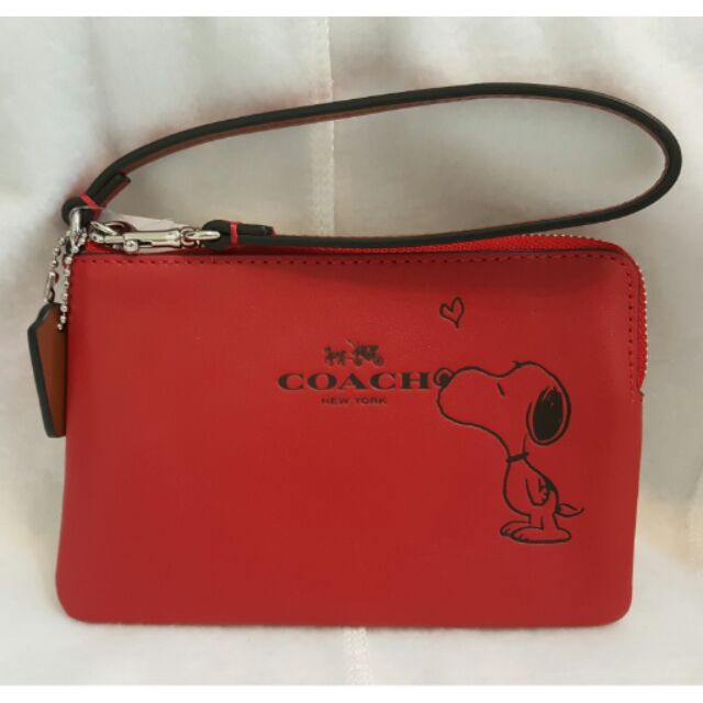 AMO 愛慕 COACH ~~ 65193 snoopy 紅色真皮 手拿包