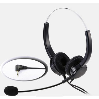 耳麥 雙耳護耳式 2.5MM 頭戴式電話耳麥小頭2.5三節話務耳機帶麥克風