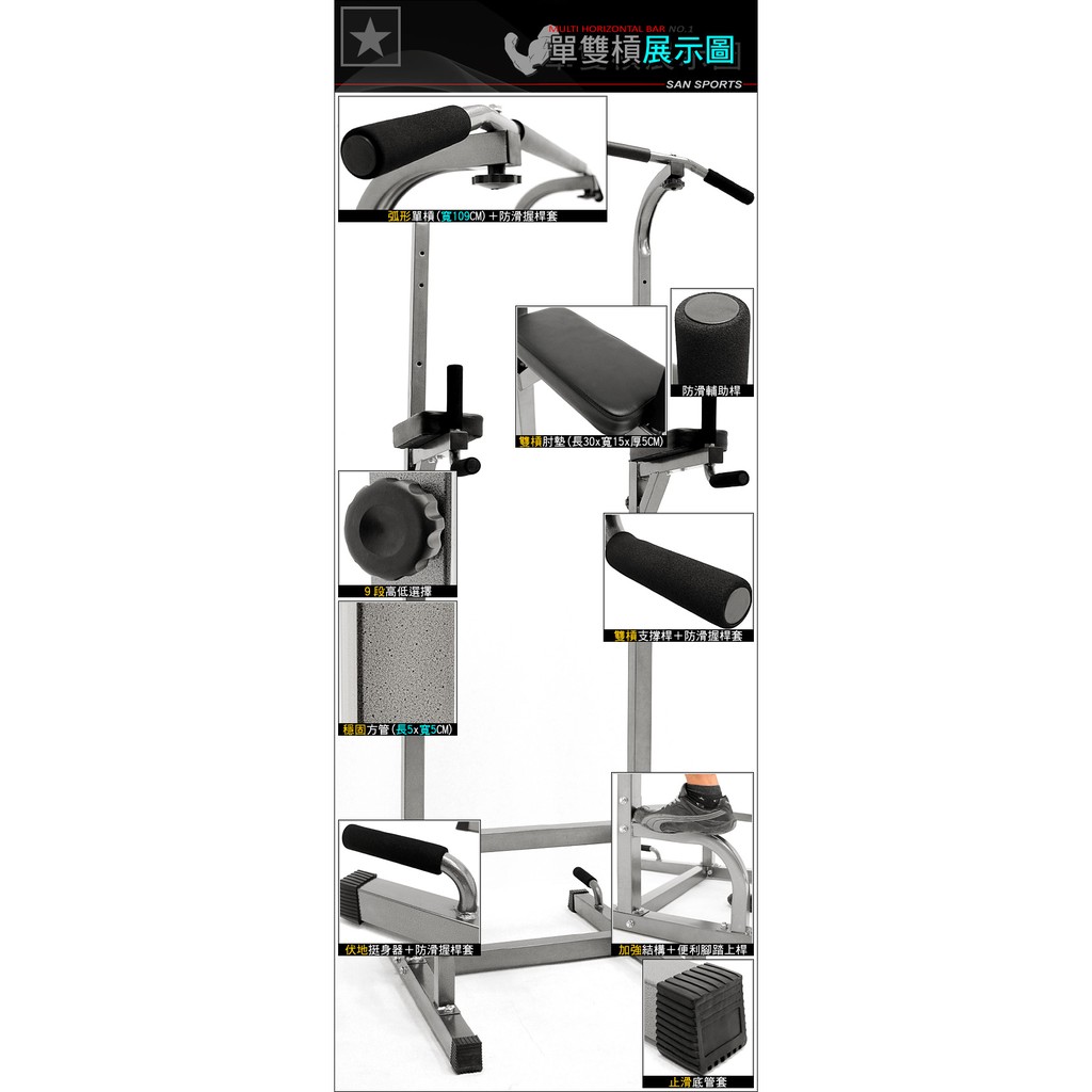 第二代室內單槓雙槓 伏地挺身器c177 10102 健腹機健腹器拉單槓吊單槓運動健身器材推薦哪裡買san Sports 蝦皮購物