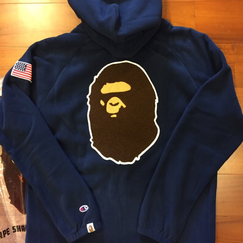 Ape x Champion Polartec Wind Pro 大猿人頭 刺繡貼布 防風 保暖 防潑水 連帽外套 M號