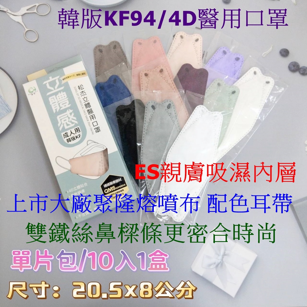 兒童成人4D立體醫療口罩單片包獨立包裝3D松杰口罩KF94小顏小臉大臉醫用口罩黑色白色牛仔藍色5D口罩大童勝淨新宏瑋韓版