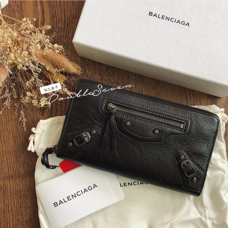 巴黎世家balenciaga 經典city拉鍊長夾黑色銅釦深藍銅釦 美死人現貨在台 蝦皮購物