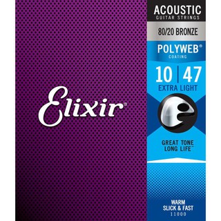 ☆唐尼樂器︵☆ Elixir POLYWEB 11000 (10-47) 薄膜 防鏽 黃銅 木吉他弦 民謠吉他弦