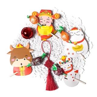 ★5張=30枚★新年招財貓創意棒棒糖紙卡/裝飾卡片插牌/新年烘焙裝飾插卡