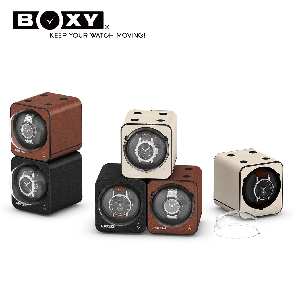 【BOXY自動錶上鍊盒】Fancy Brick皮革款-不含變壓器 機械錶動力儲存 WINDER 搖錶器 動力儲存盒
