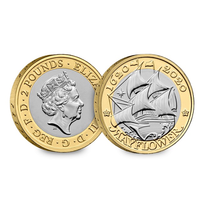 2020 英國 五月花號 航行400週年 2英鎊 收藏紀念幣