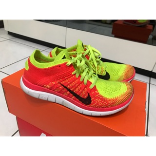 新春特賣降價 Nike 4.0 Flyknit 低筒 編織 赤足 慢跑鞋 橘黃 US6 (23cm)