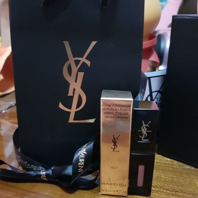 YSL 407 黑管 奢華緞面漆光唇釉