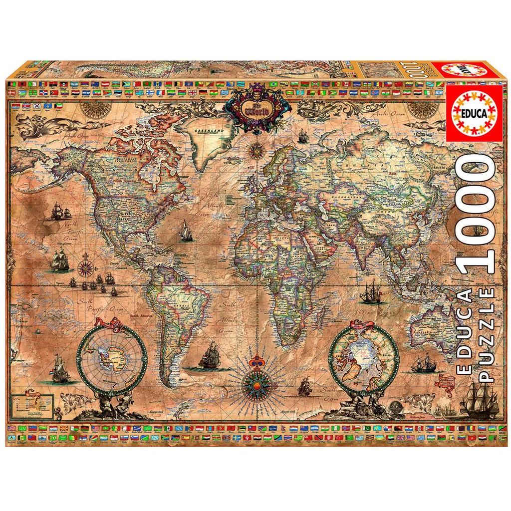 【現貨在台】正版西班牙EDUCA 古董世界地圖 1000片拼圖  (#15159)