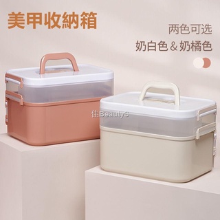 美甲工具箱 可放美甲機 大容量多層專業甲油膠桌面收納盒 手提式雙層收納箱 美甲師專用 美甲工具 Beauty nail