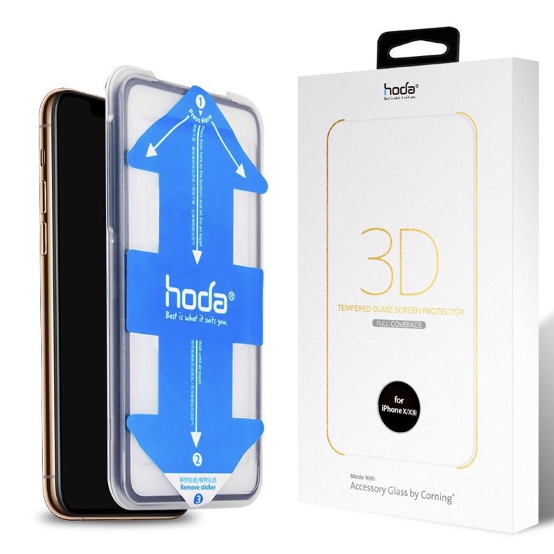 hoda iPhone 11 Pro/X/Xs 5.8吋 美國康寧授權 3D滿版玻璃保護貼 附貼膜神器