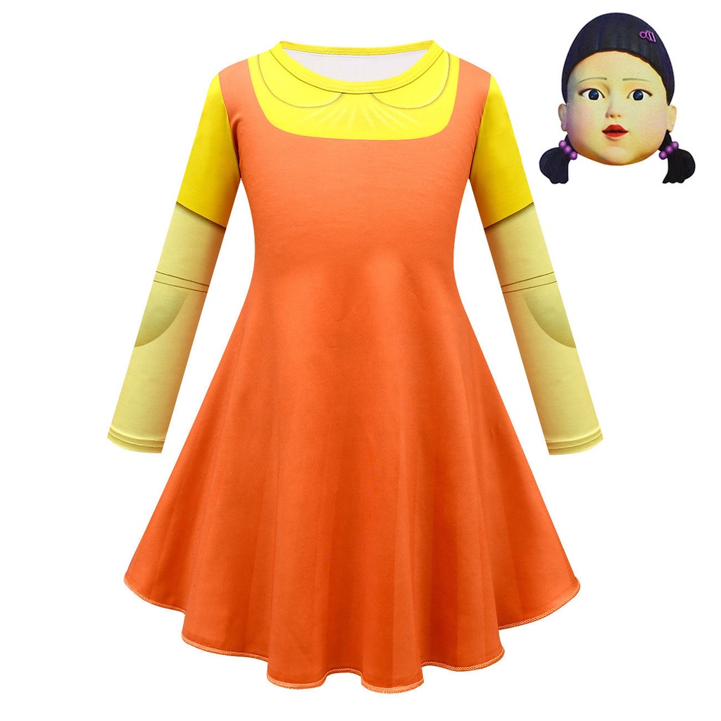 ✨【魷魚遊戲】✨服裝 Squid Game123木頭人衣服面具 小童連衣裙80599 品質推薦