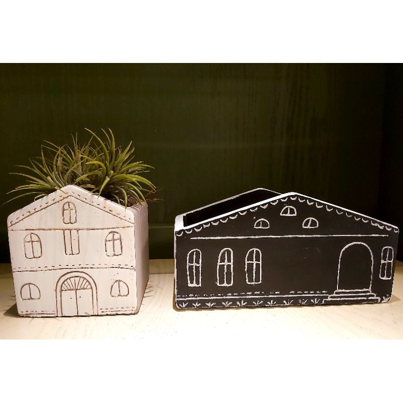 珊花兒的小花器 多肉植物房子花盆北歐房子盆器粗陶花盆粗砂盆器石頭玉花盆法師水泥盆空氣鳳梨